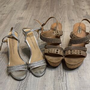 Chinese Laundry Sandals - Silver and brown sparkly wedges